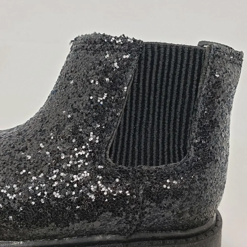 Carters Bessy Toddler Girls Size 5 Black Sparkle Glitter Casual Chelsea Boots